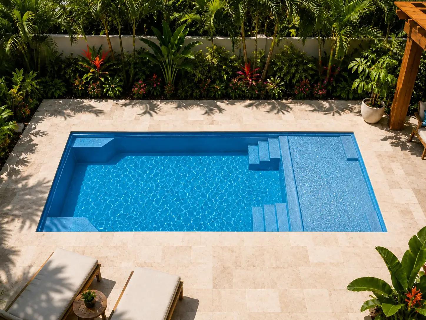 Fiberglass pool installation in South Florida backyard